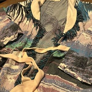 Anthropologie Aldomartins Moira Fringed Cardigan Multicolor Size Large